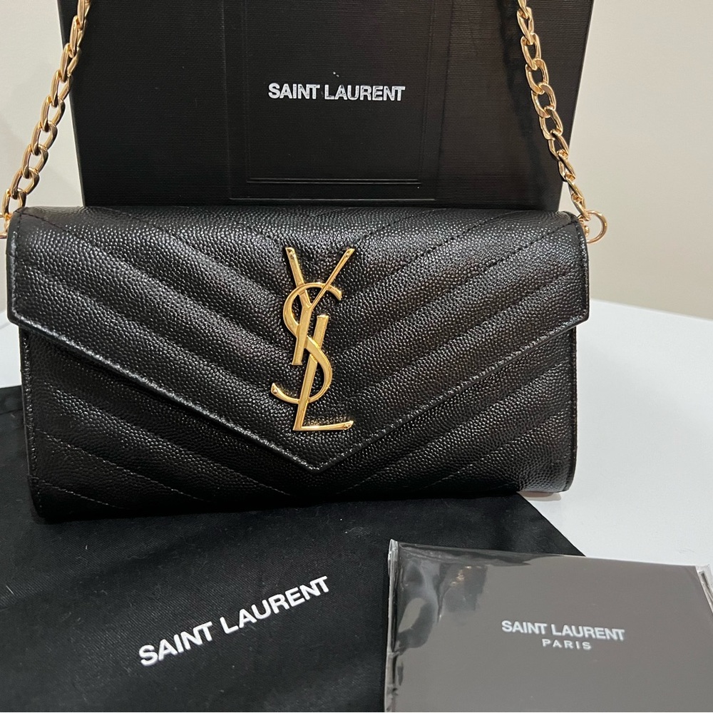 YSL matalesse envelope flap wallet on chain